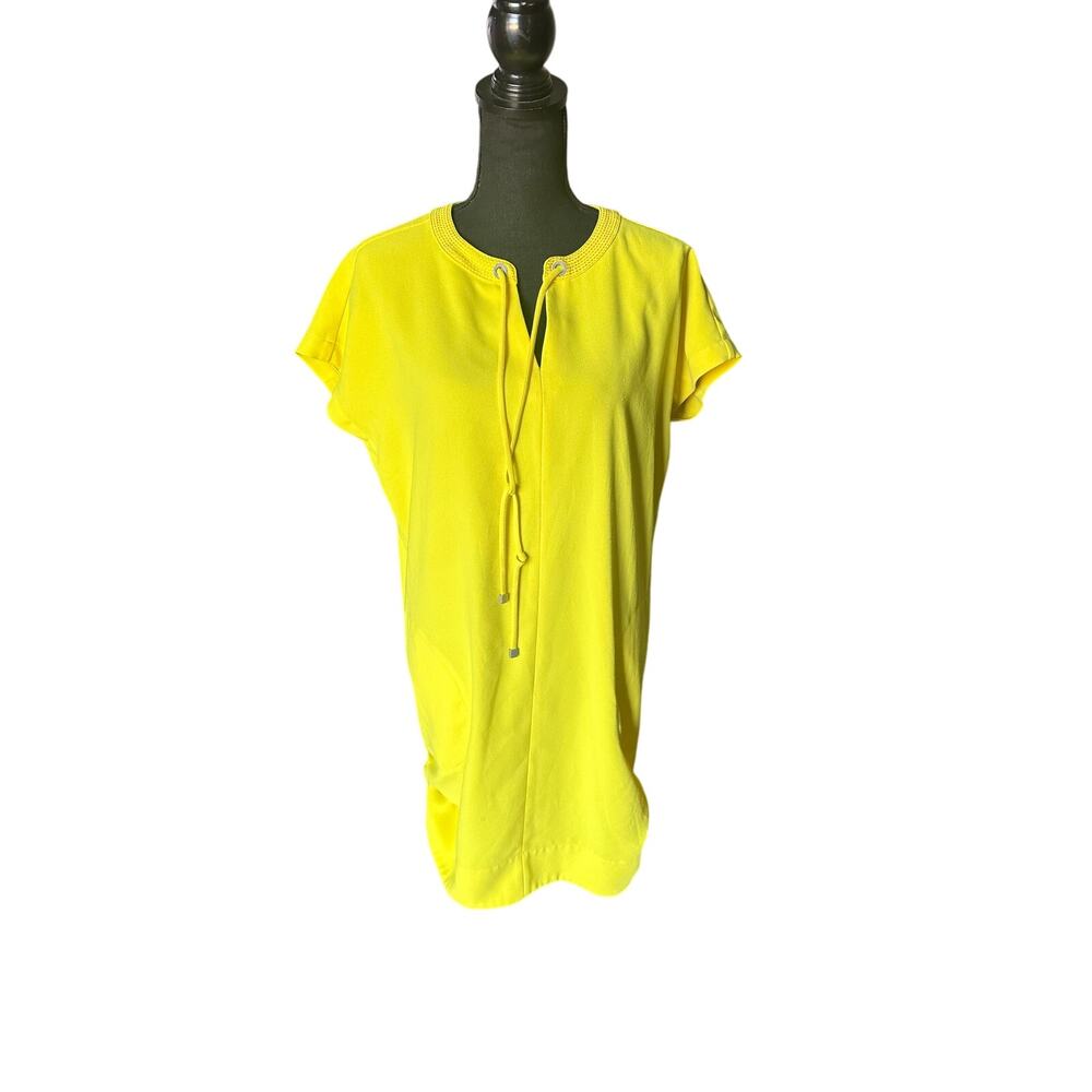 Lands’ End Bright Tunic Dress 8 – Keyhole Tie Neck Summer Chic